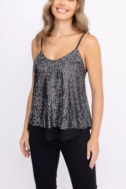 Czarno-srebrny Top z cekinami BATUMI