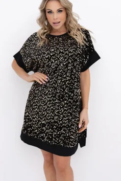 Czarno-złota Sukienka z cekinami SIMENO