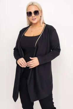 Czarno-złoty Kardigan asymetryczny KERMI