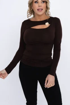 Czekoladowa Bluzka elegancka DENORI