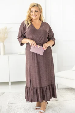 Czekoladowa Sukienka błyszcząca QUZI