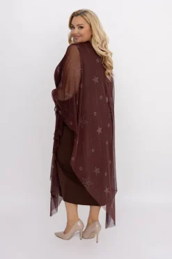 Czekoladowa Sukienka z siateczką BASTORIA Wzór 2