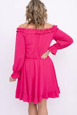 Fuksjowa Sukienka z falbanką MADELINA