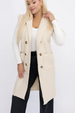 Jasnobeżowa Kamizelka pluszowa MERGOTTO