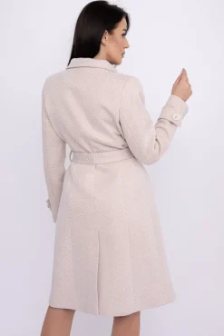 Jasnobeżowy Płaszcz z wiązaniem SERENZO