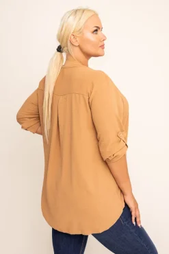 Jasnobrązowa Bluzka z rozsuwanym dekoltem MERXIO