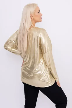 Jasnozłota Bluzka błyszcząca z wiązaniem MELODI