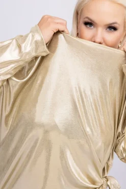 Jasnozłota Bluzka błyszcząca z wiązaniem MELODI