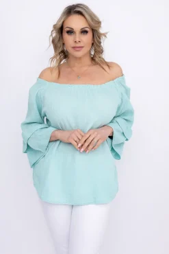 Miętowa Bluzka z falbanami PARFI