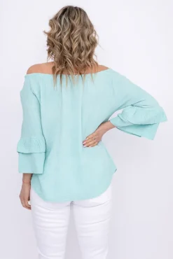 Miętowa Bluzka z falbanami PARFI