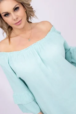 Miętowa Bluzka z falbanami PARFI