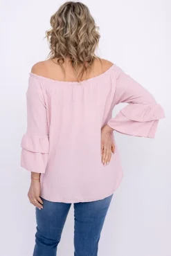 Pudroworóżowa Bluzka z falbanami PARFI