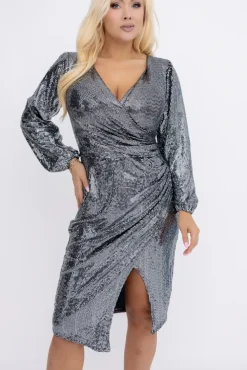 Srebrna Sukienka błyszcząca KESSI