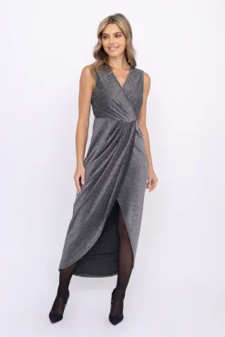 Srebrna Sukienka błyszcząca ERICA