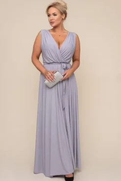 Srebrna Sukienka FIANCO Maxi