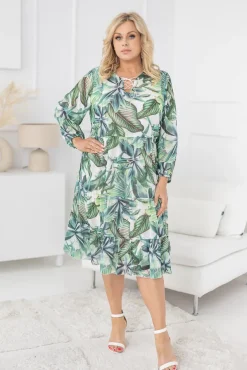 Sukienka z wiązanym dekoltem TEMENA Wzór 3