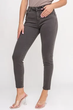 Szare Spodnie Jeansowe PERMENIO