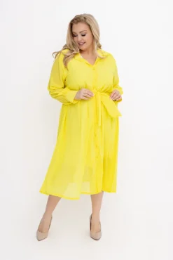 Żółta szyfonowa Sukienka koszulowa EFARINO