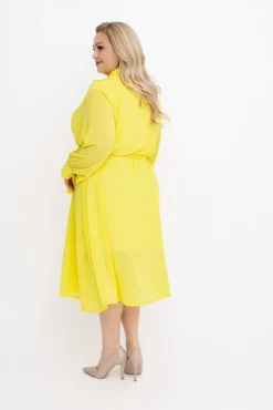 Żółta szyfonowa Sukienka koszulowa EFARINO