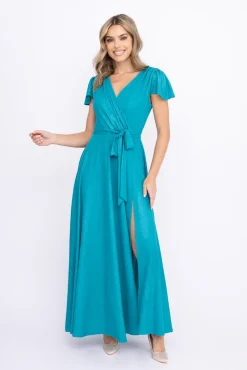 Turkusowa Sukienka błyszcząca SELIGA