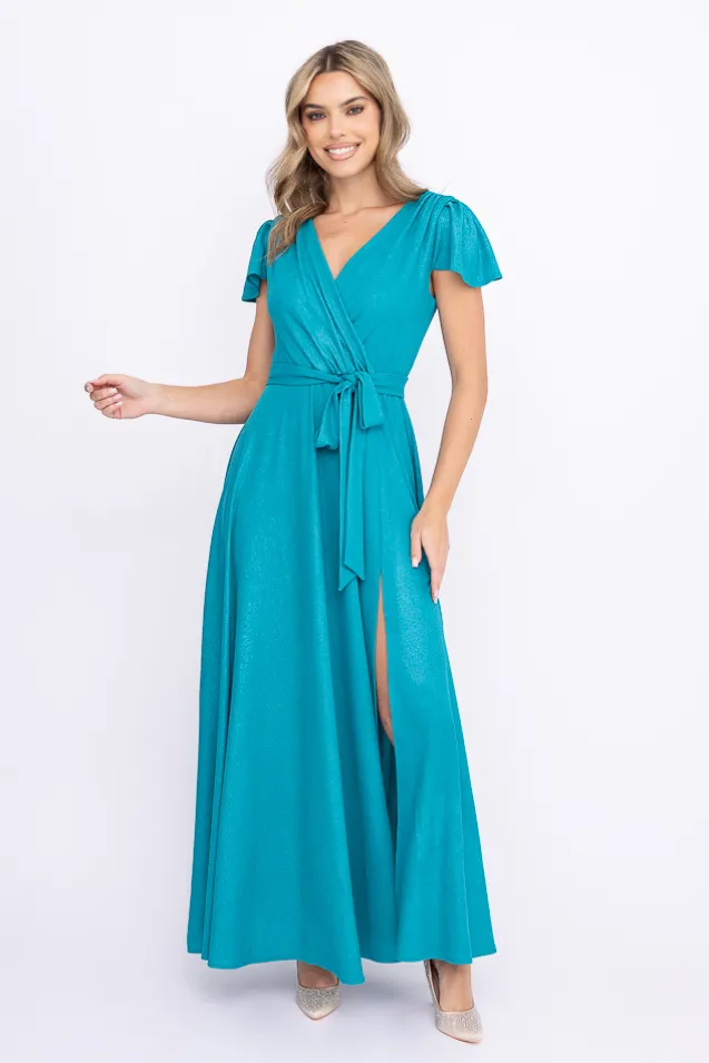 Turkusowa Sukienka błyszcząca SELIGA