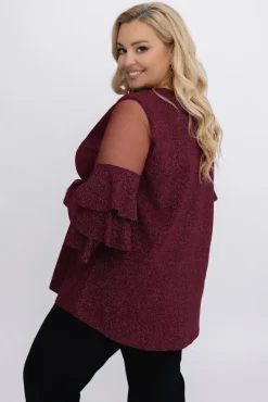 Wiśniowa Bluzka z falbanami VELI