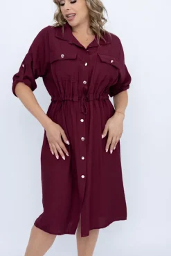 Wiśniowa Sukienka szmizjerka SAFERI