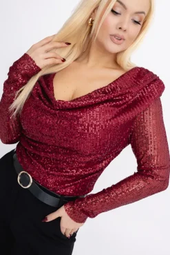 Wiśniowe Body cekinowe ZERIEN