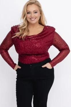 Wiśniowe Body cekinowe ZERIEN