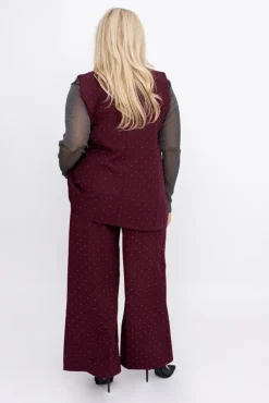 Wiśniowe Spodnie eleganckie z dżetami DELIGO