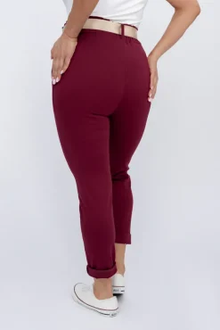 Wiśniowe Spodnie z paskiem ARTEMIS