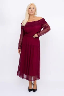 Wiśniowy Komplet siateczkowy PORTESIA