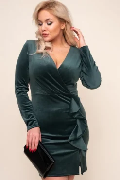 Zielona Sukienka FERRA Welurowa