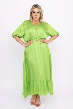 Zielona Sukienka Satynowa ELANTRA