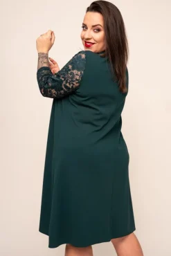 Zielona Sukienka z koronkowym rękawem EVE