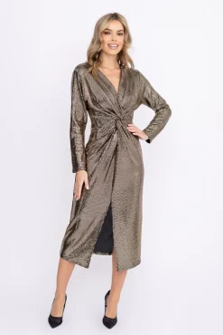 Złota Sukienka błyszcząca LIVENO