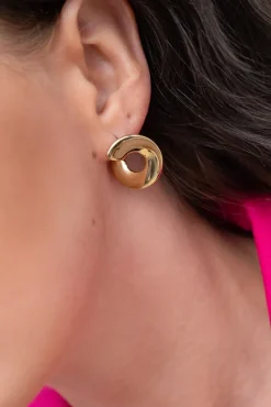 Złote Kolczyki stalowe INTERNO